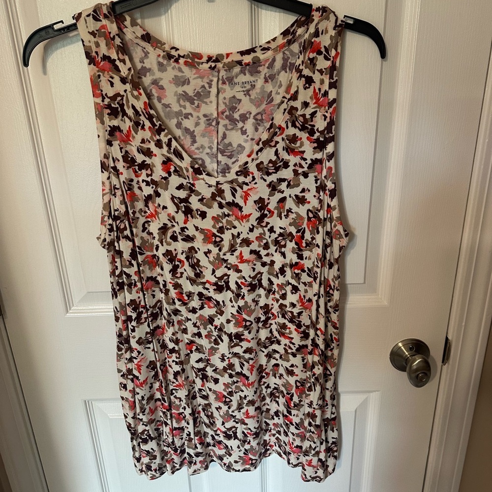 Lane Bryant Swing V Neck Fall Color Print Tank